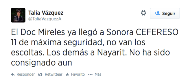 Mireles es trasladado a Cefereso 11, en Sonora